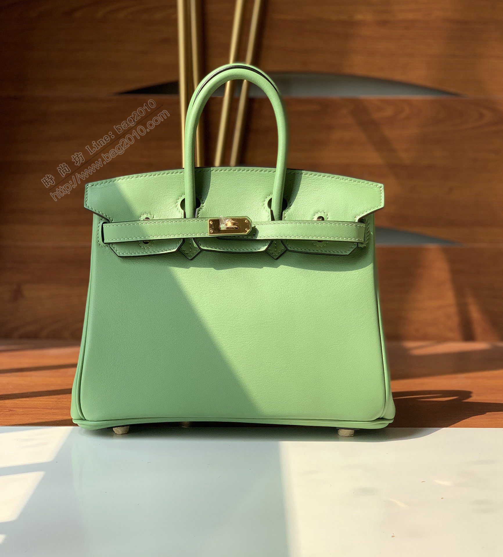 Hermesn鉑金女包 愛馬仕Birkin手提包 swift皮 手工縫製 油果綠金扣  am2234
